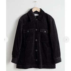 & Other Stories Oversized Corduroy Overshirt Jacket, Black, Size US 12/EUR 44